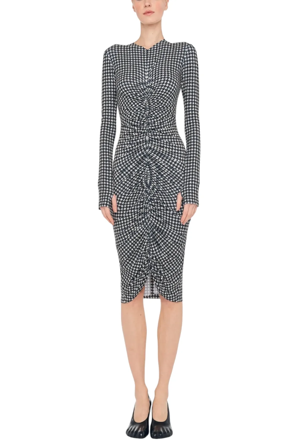 abito donna in jersey pied de poulet grigio e nero