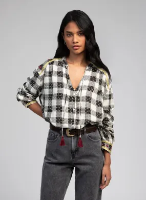 AN'GE   SOLANE - Blusa ampia a quadri | Nero