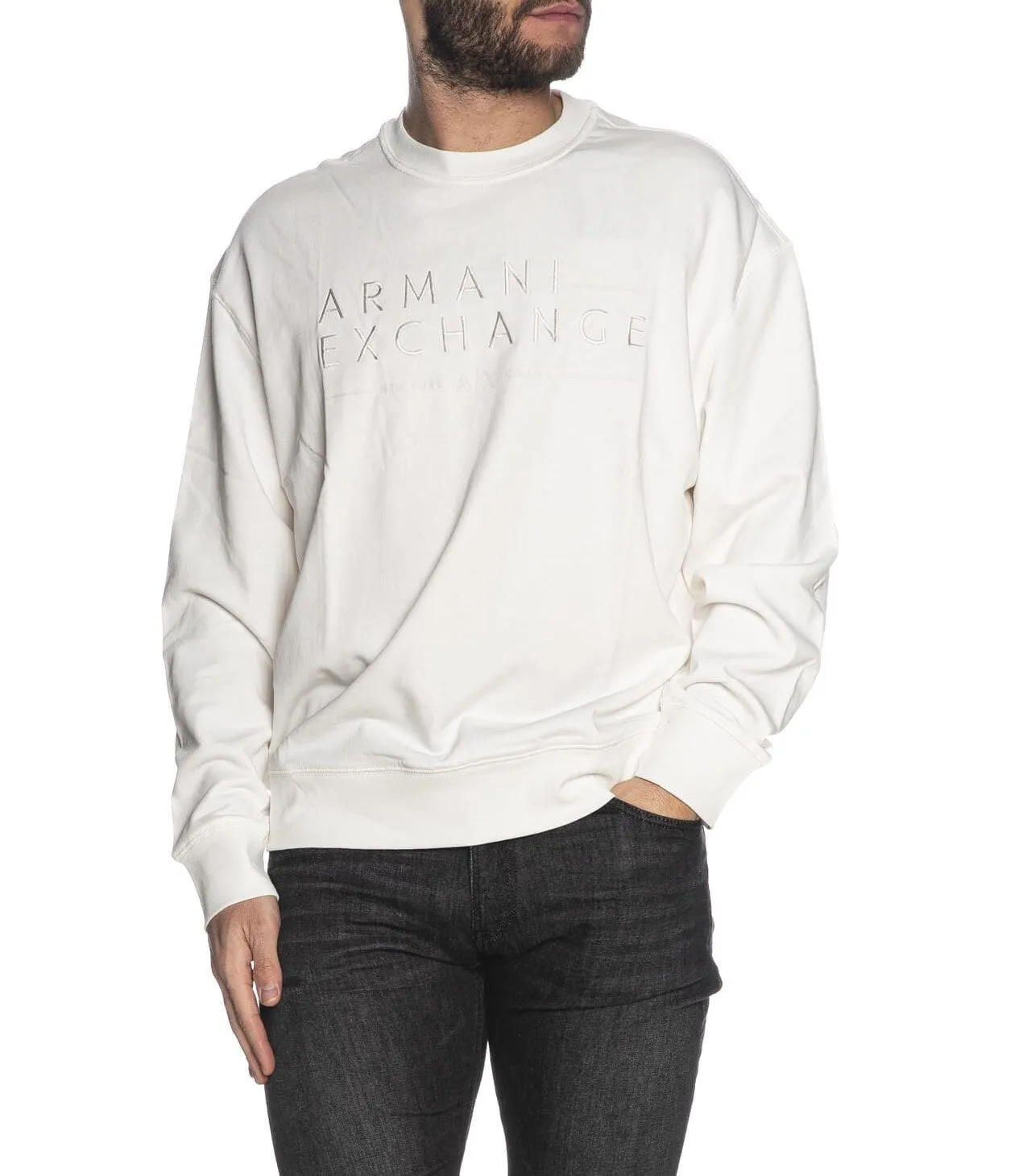 Armani Exchange uomo felpa 3DZMJP ZJY9Z 1116 Bianco