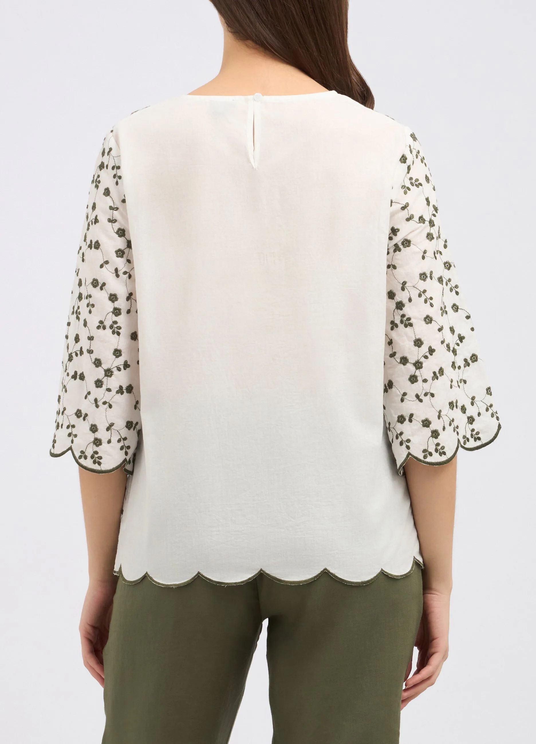 Blusa in puro cotone con ricami donna