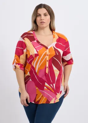 Blusa in puro cotone multicolor donna curvy
