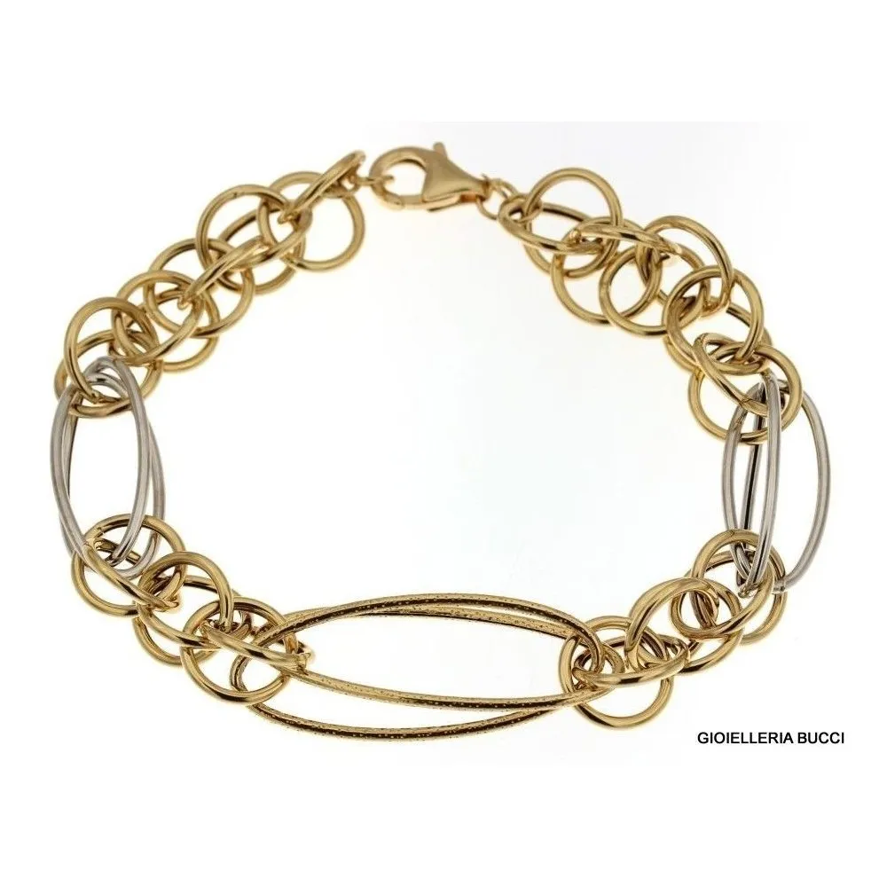 BRACCIALE CATENA DA DONNA IN ORO GIALLO E BIANCO 18 KT