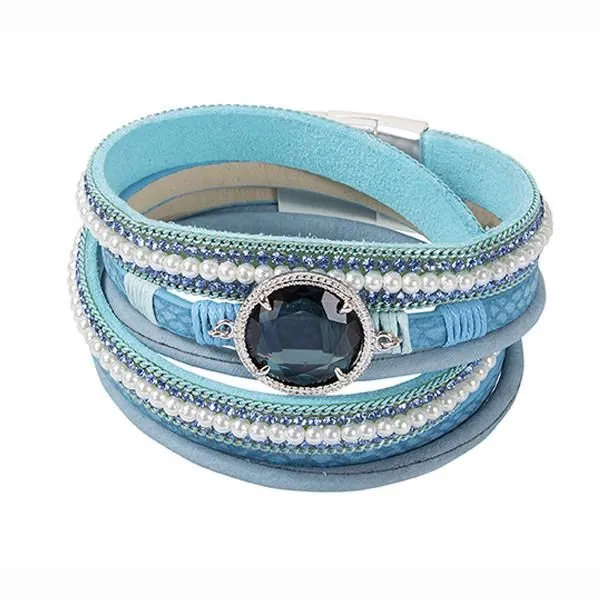 Bracciale multifilo in similpelle blu    
