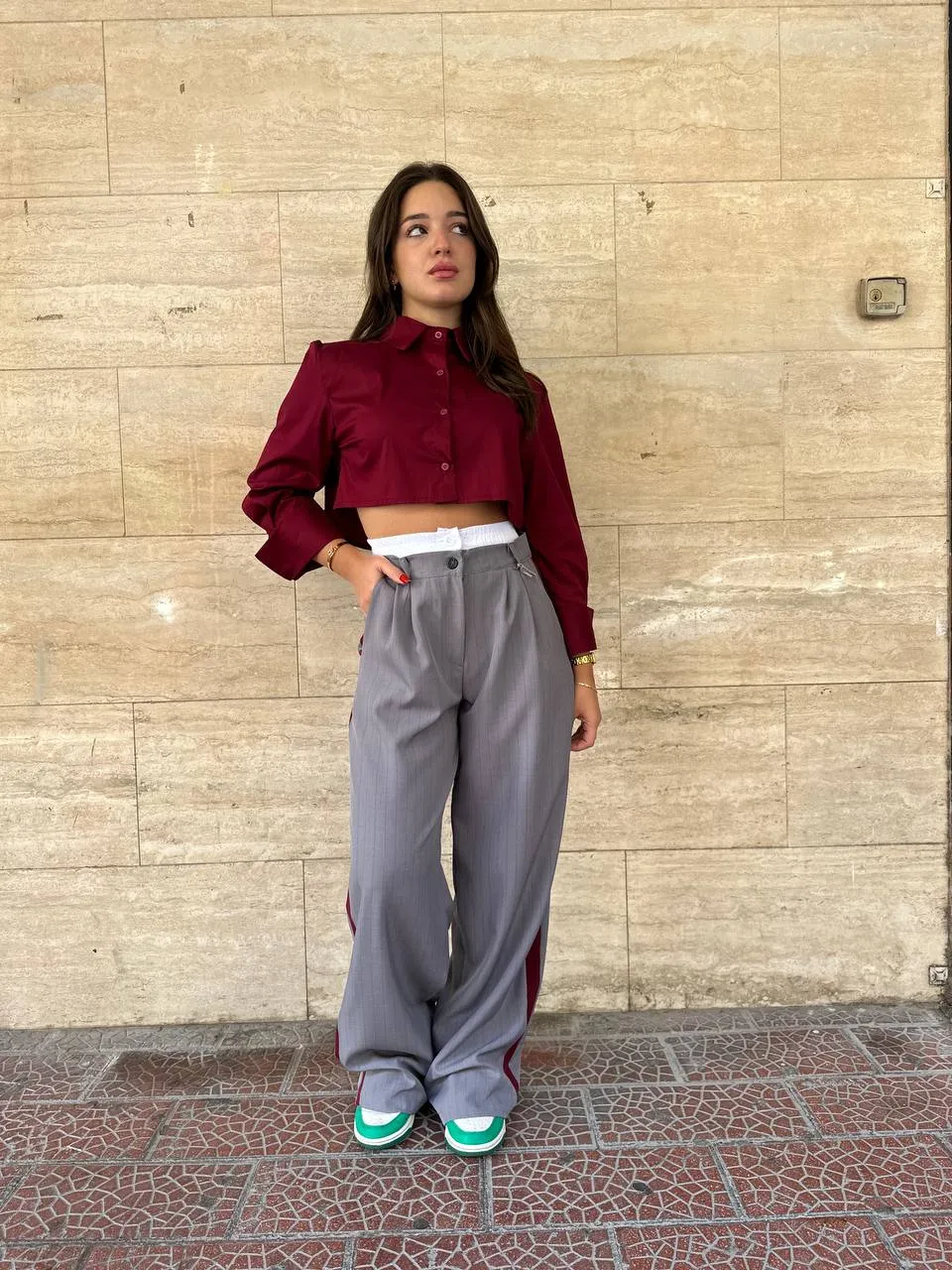 Camicia Jeffrey Cropped Bordeaux