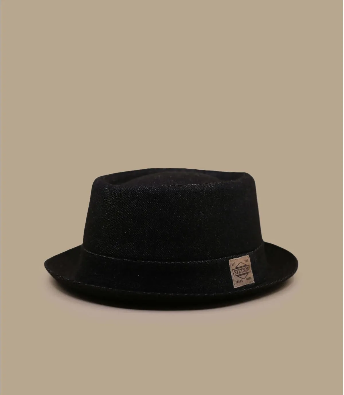 Cappello pork pie in cotone neroPork Pie Denim black     