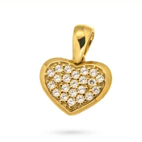 Ciondolo cuore in oro giallo 18kt con zirconi