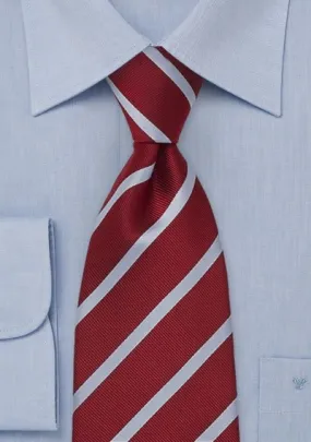 Cravatta XXL rosso righe celesti