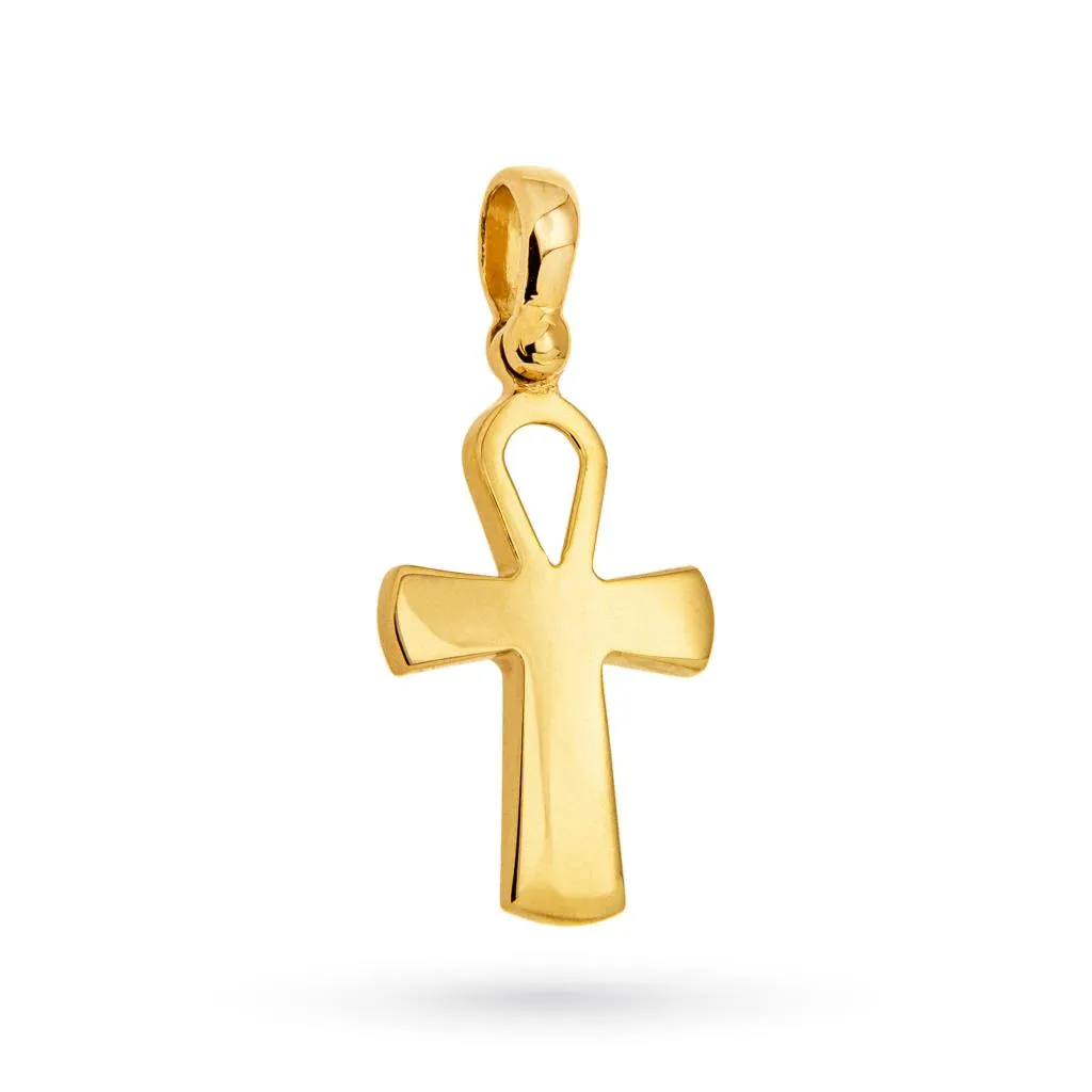 Croce egizia in oro giallo 18kt lucido