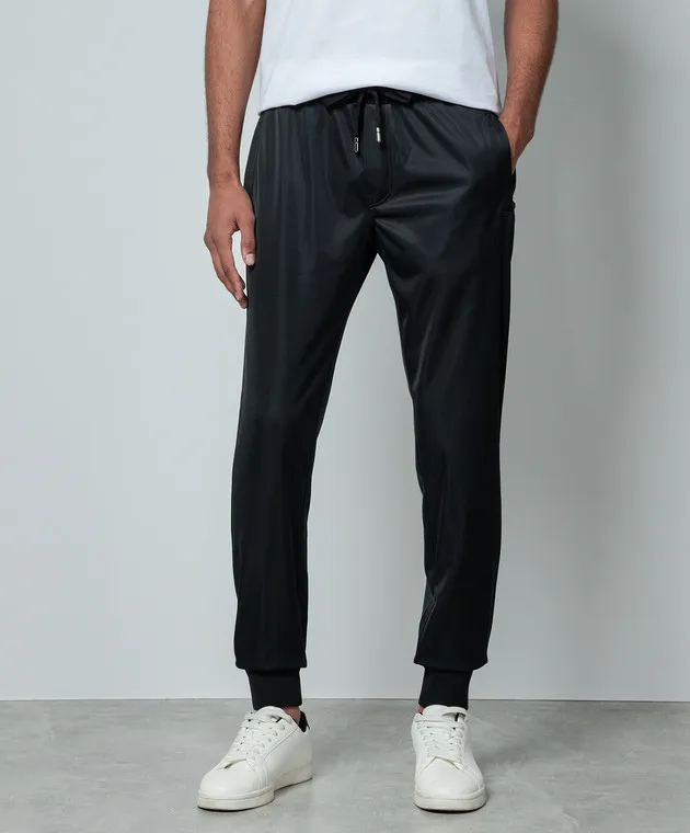 Dolce&Gabbana Joggers neri con patch logo GVXQHTHU7B0