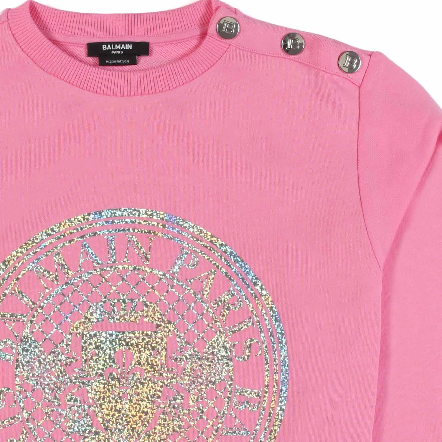 Felpa Rosa Con Maxi Logo Glitter Multicolor