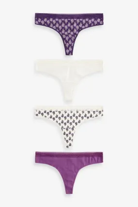 Geo Lace Trim Knickers 4 Pack    