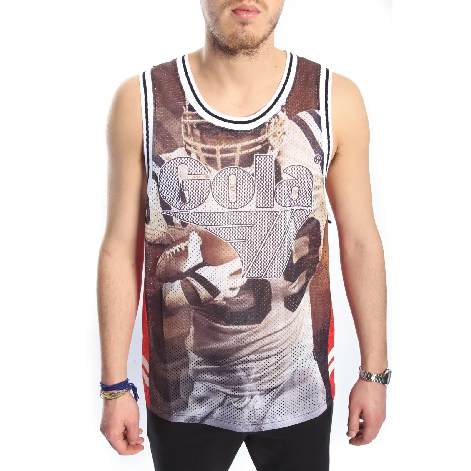 GOLA Canotta a rete con stampa baseball BLACK GOU358