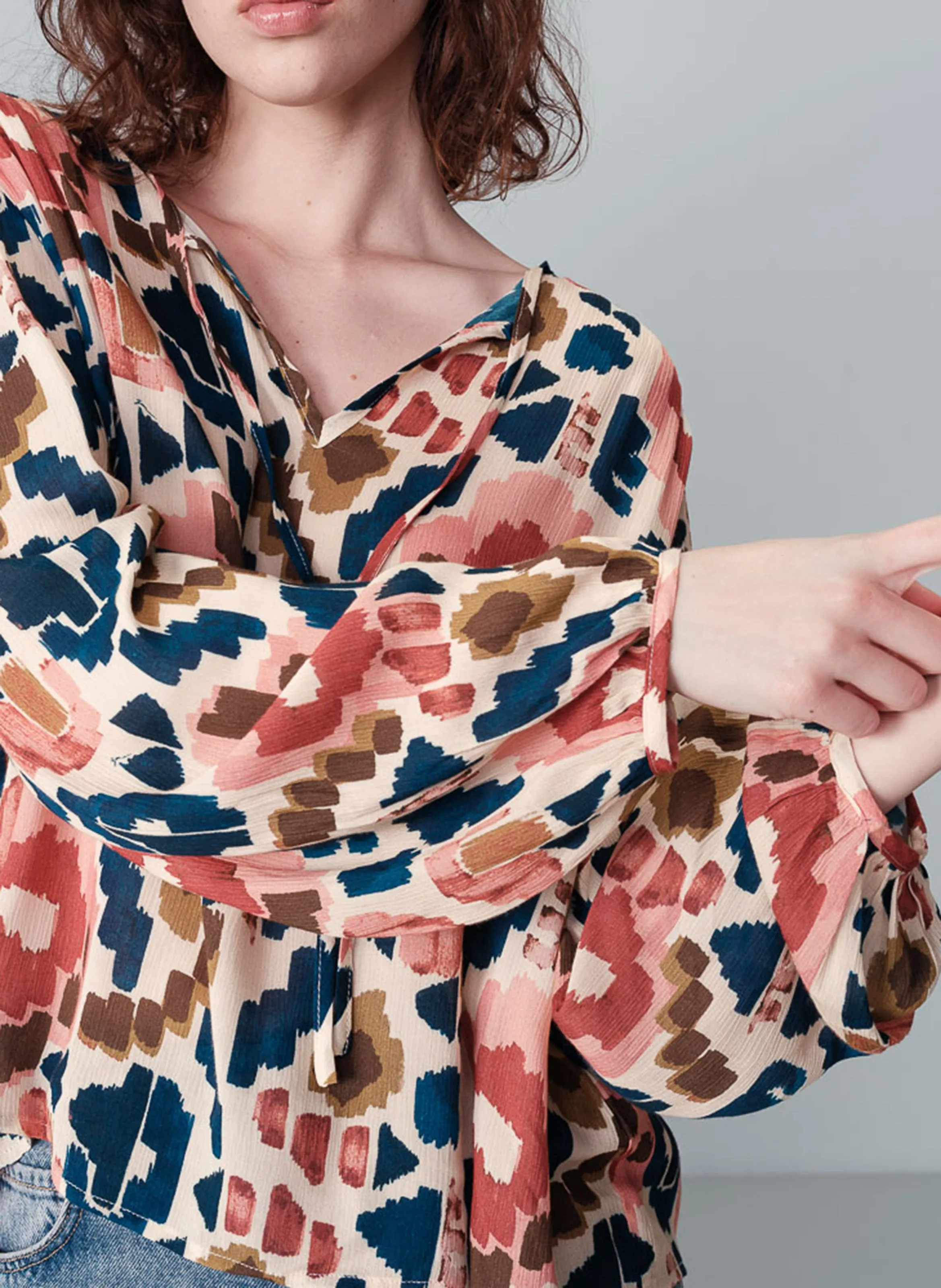  GRACE ET MILA   NOLENE - Blusa scollo tondo stampata | Beige