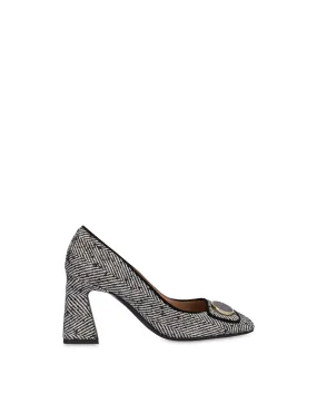     Linea Pollini Décolleté In Tessuto Spigato Dama Bianco-nero/nero