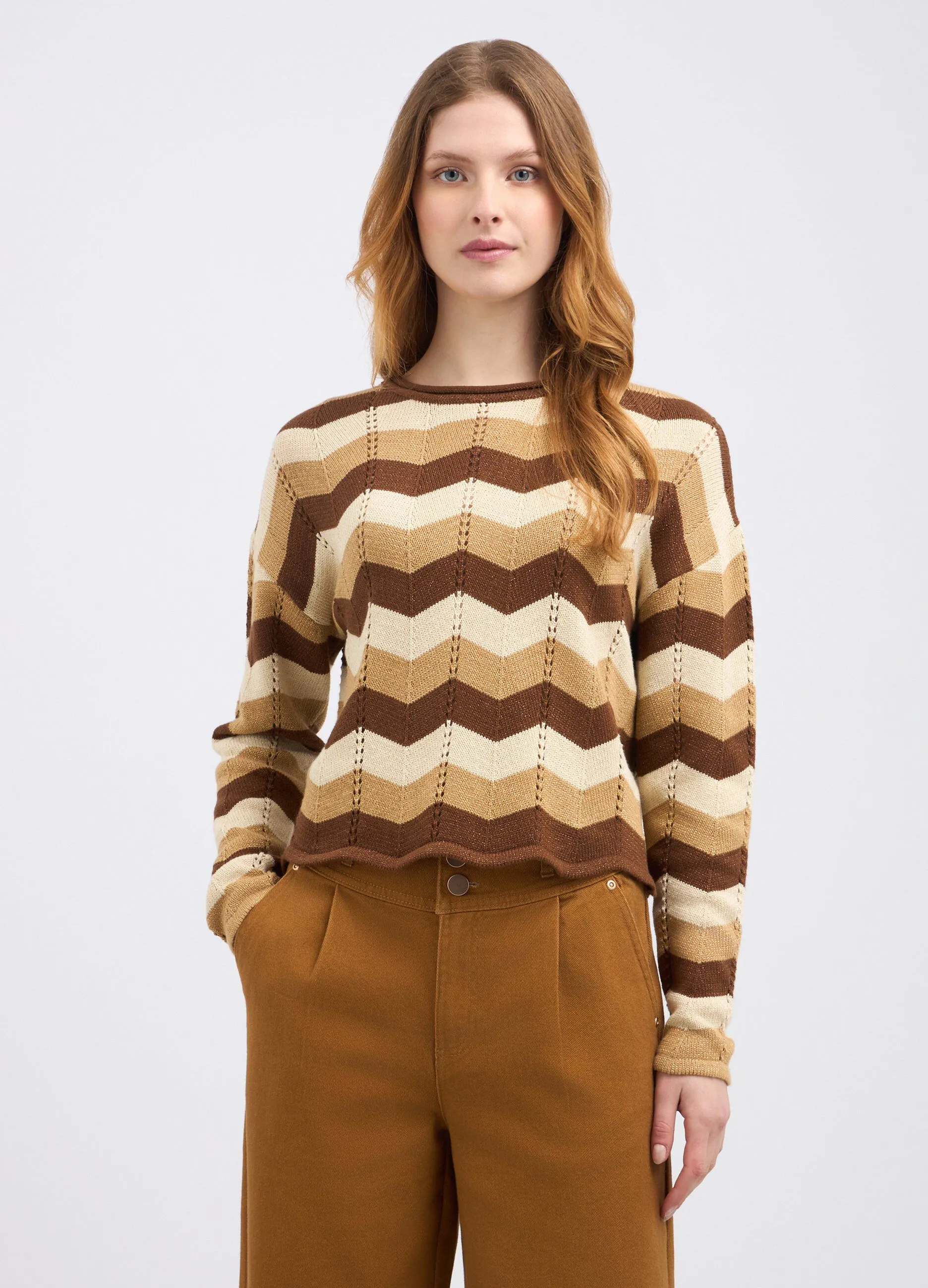 Maglia in cotone con filo lurex donna