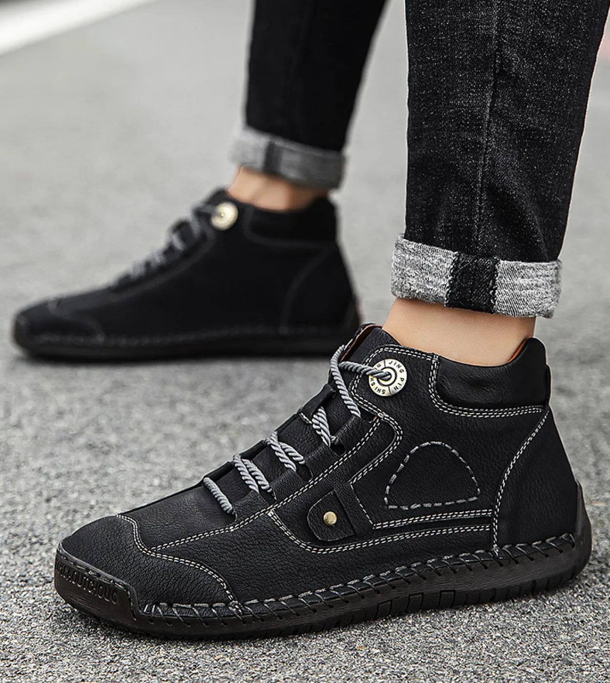 Nuovi stivali da uomo in vera pelle Stivaletti comodi Scarpe casual da uomo Autunno Inverno Stringate con stivali caldi in pelli