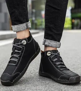 Nuovi stivali da uomo in vera pelle Stivaletti comodi Scarpe casual da uomo Autunno Inverno Stringate con stivali caldi in pelli