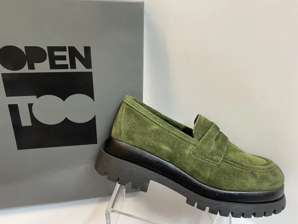 Open Too Air 1 mocassino donna in pelle scamosciata verde