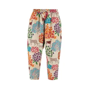 Pantalone in cotone e lino stampato