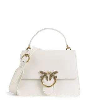 Pinko Love One Classic Borsa a mano pelle di vacchetta finemente grana bianco  