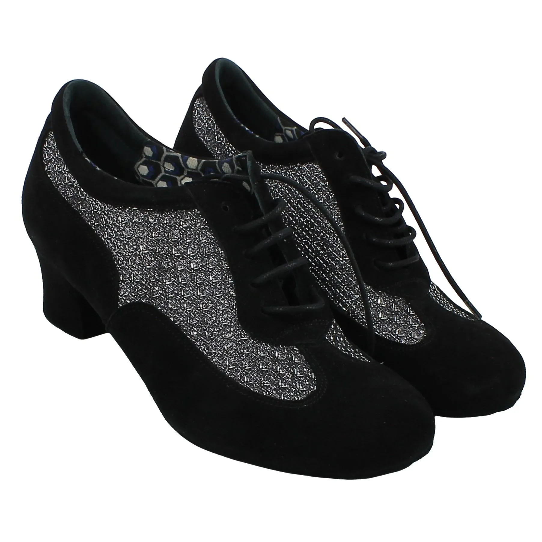 ST5  Scarpa Da Ballo Stringata in Camoscio Nero 
