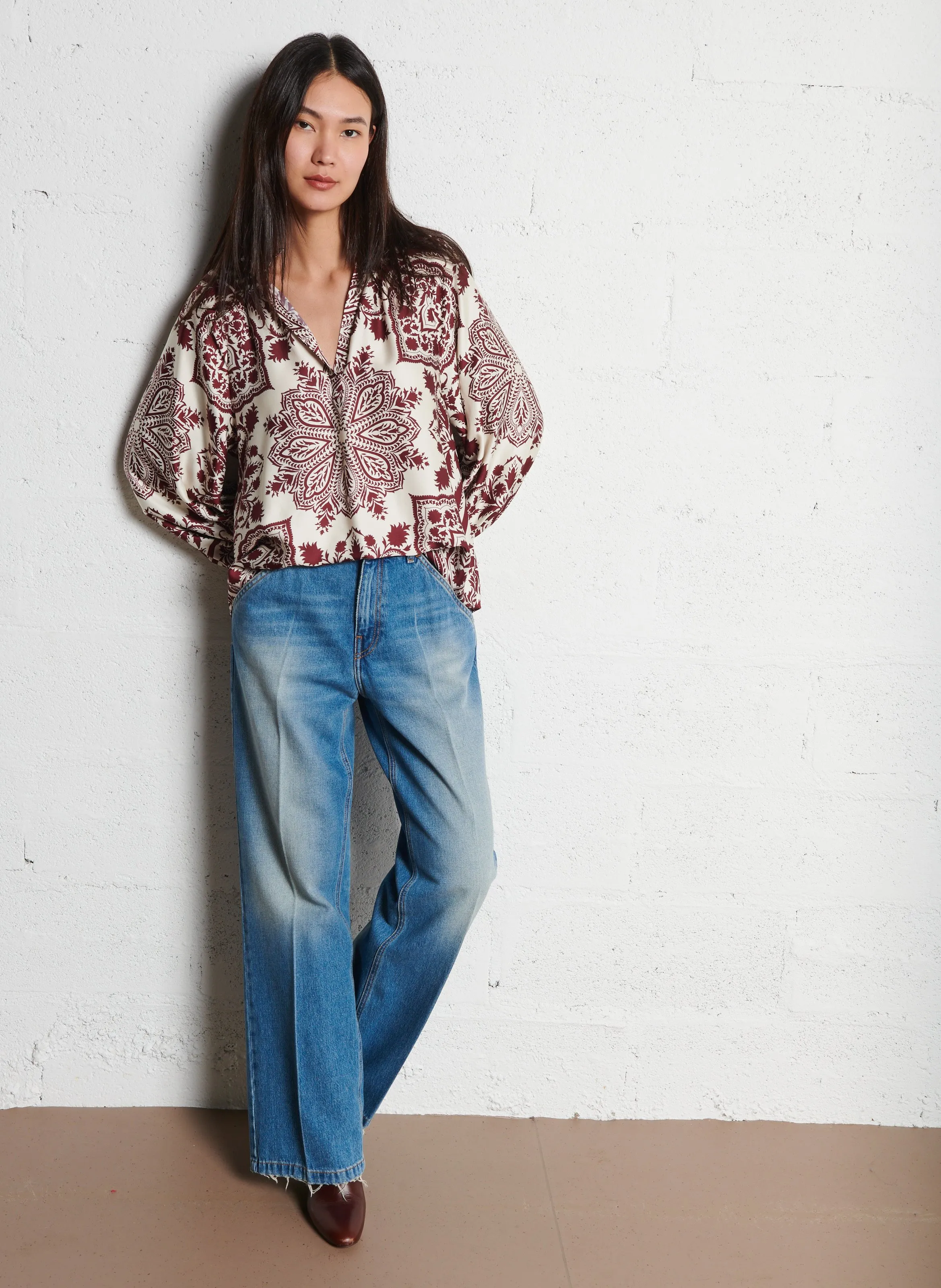  STELLA FOREST   GISELE - Blusa con scollo a V stampata | Beige