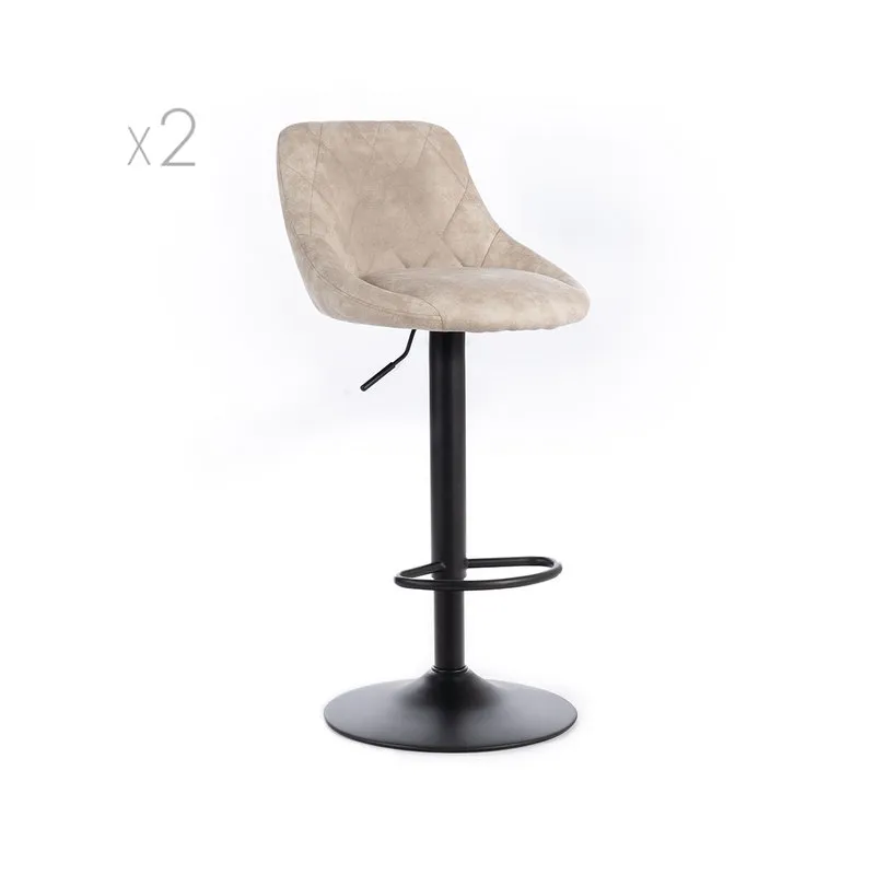 Stones Set 2 sgabelli in microfibra, beige/nero