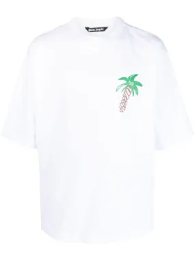 t-shirt bianca logo sul retro