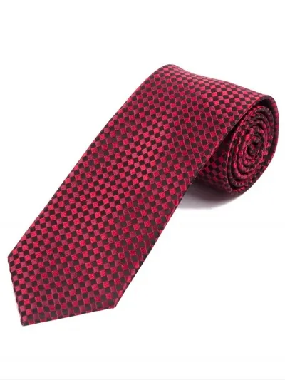 XXL Cravatta Business Elegante Griglia Superficie Asfalto Nero Rosso